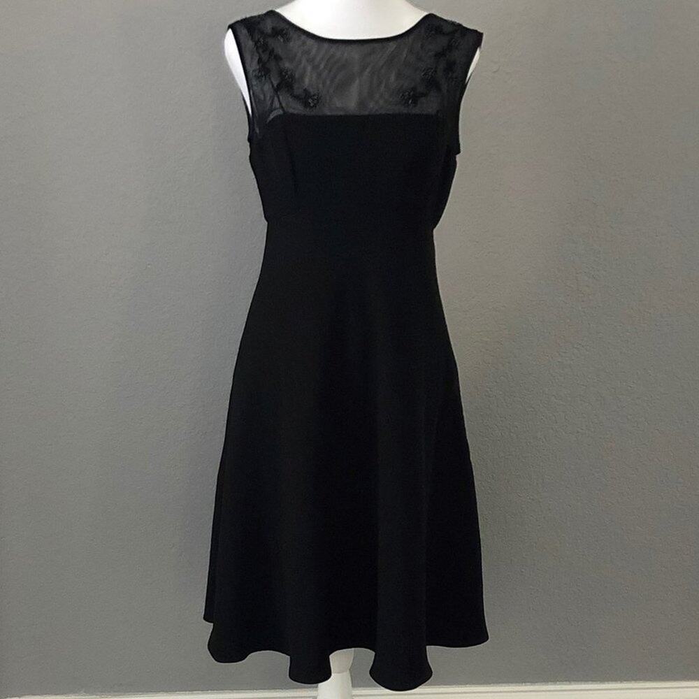 Evan Picone Cocktail Dress Beaded Fit and Flare Black Women's Size 4